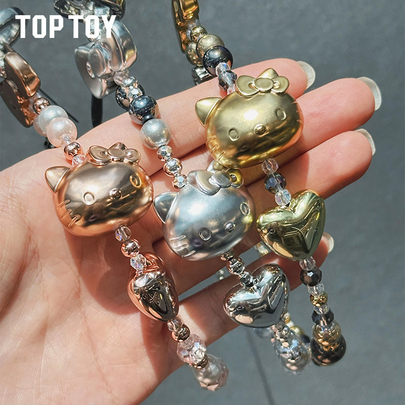 Hello Kitty Gold Glitter Phone Charms – Phone Strap, Mini Charm & Shoulder Lanyard