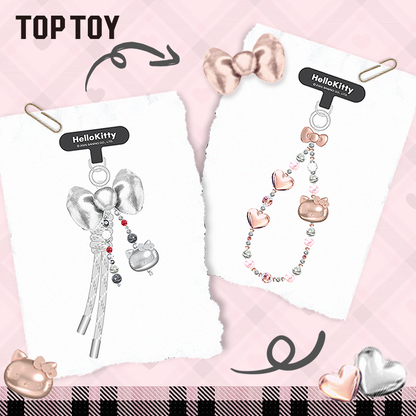 Hello Kitty Gold Glitter Phone Charms – Phone Strap, Mini Charm & Shoulder Lanyard