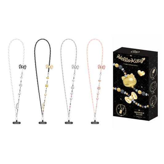 Hello Kitty Gold Glitter Phone Charms – Phone Strap, Mini Charm & Shoulder Lanyard