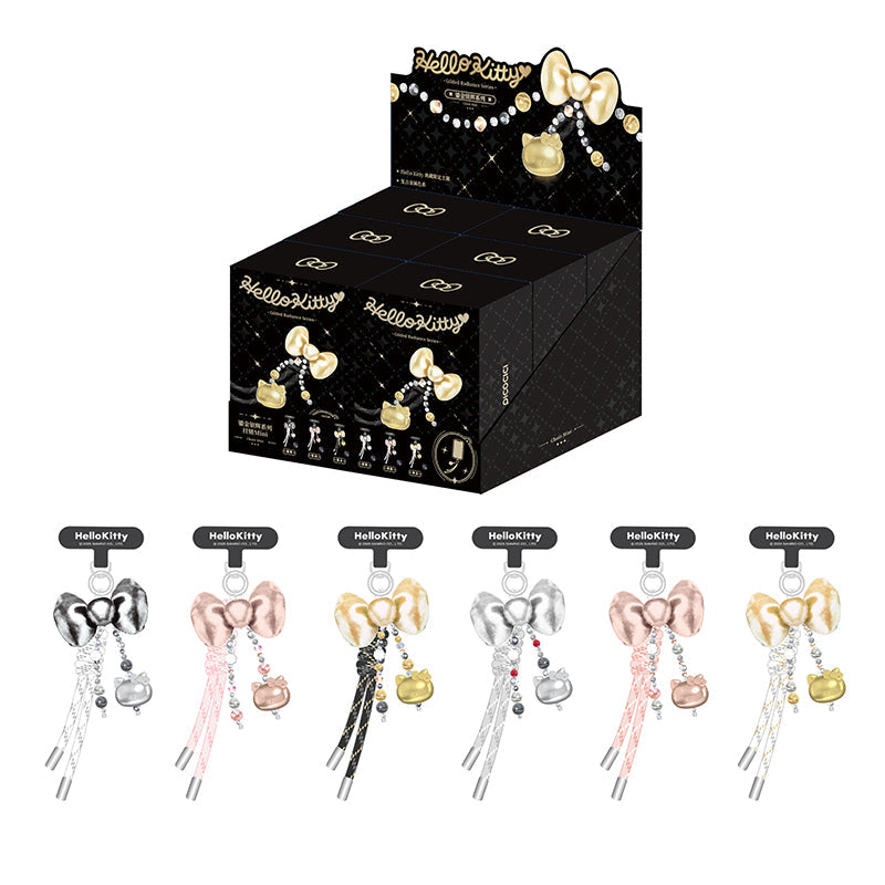 Hello Kitty Gold Glitter Phone Charms – Phone Strap, Mini Charm & Shoulder Lanyard