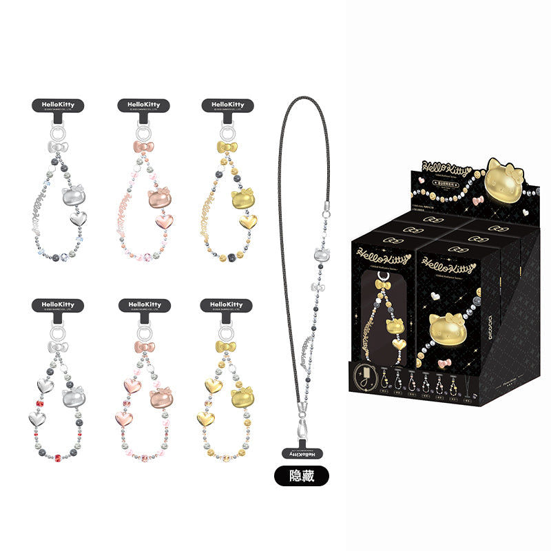 Hello Kitty Gold Glitter Phone Charms – Phone Strap, Mini Charm & Shoulder Lanyard