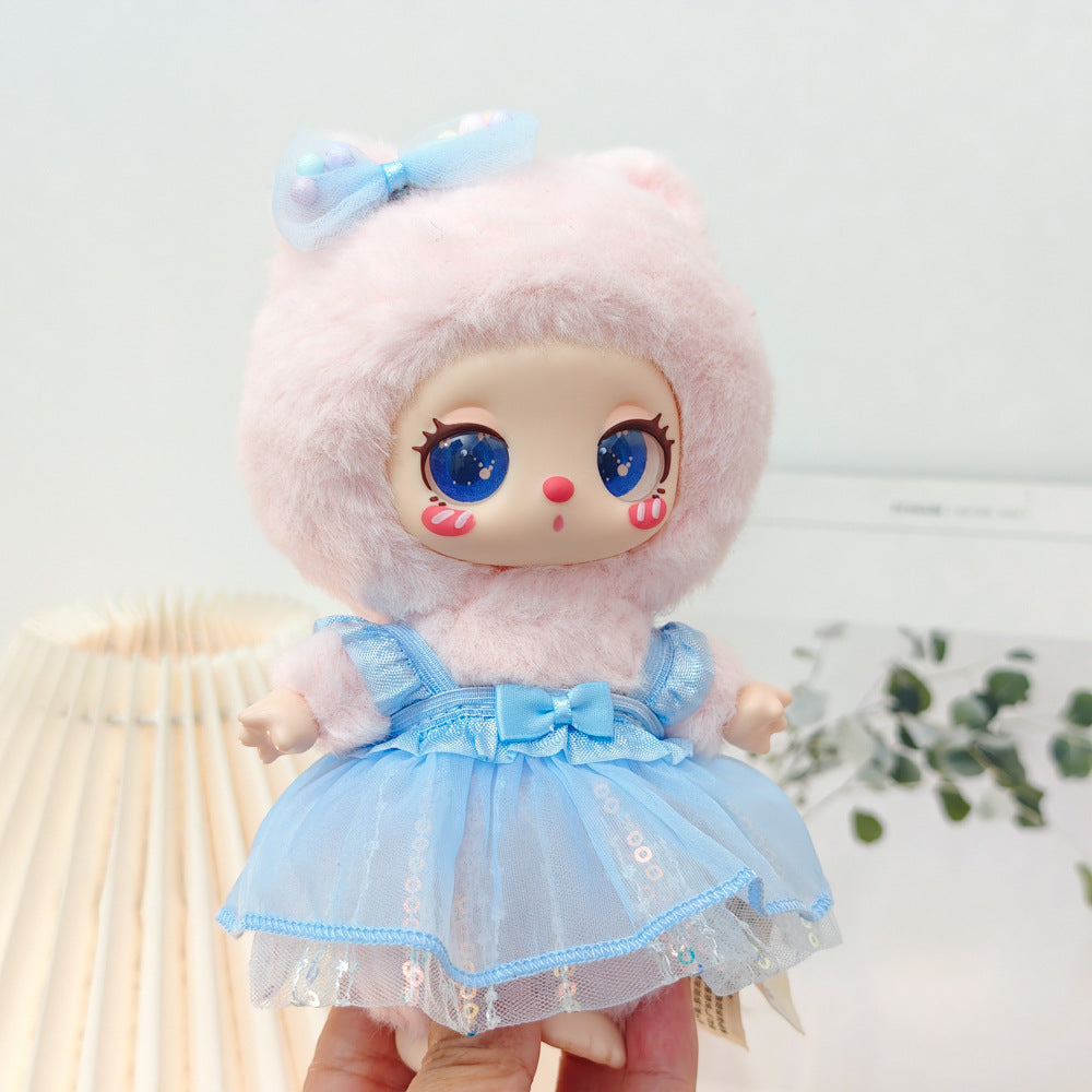 Ropa para Muñecas de 16 cm de Peluche - Conjunto de Falda y Arco con Lentejuelas Rosadas