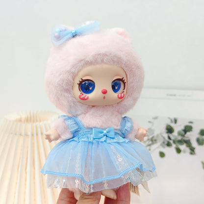 Ropa para Muñecas de 16 cm de Peluche - Conjunto de Falda y Arco con Lentejuelas Rosadas