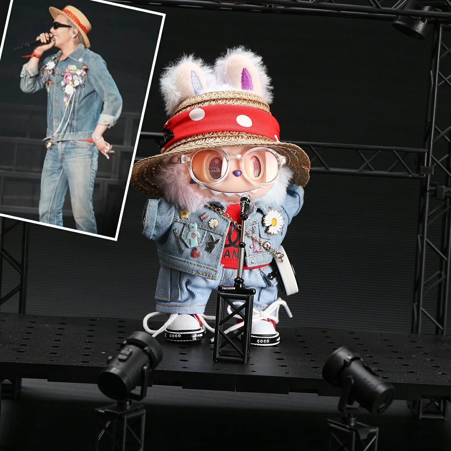 Designer GDragon Denim Set for Labubu