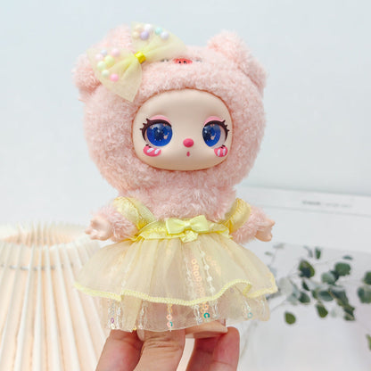 Ropa para Muñecas de 16 cm de Peluche - Conjunto de Falda y Arco con Lentejuelas Rosadas