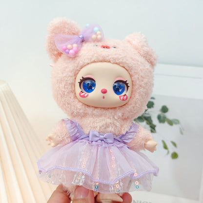 Ropa para Muñecas de 16 cm de Peluche - Conjunto de Falda y Arco con Lentejuelas Rosadas