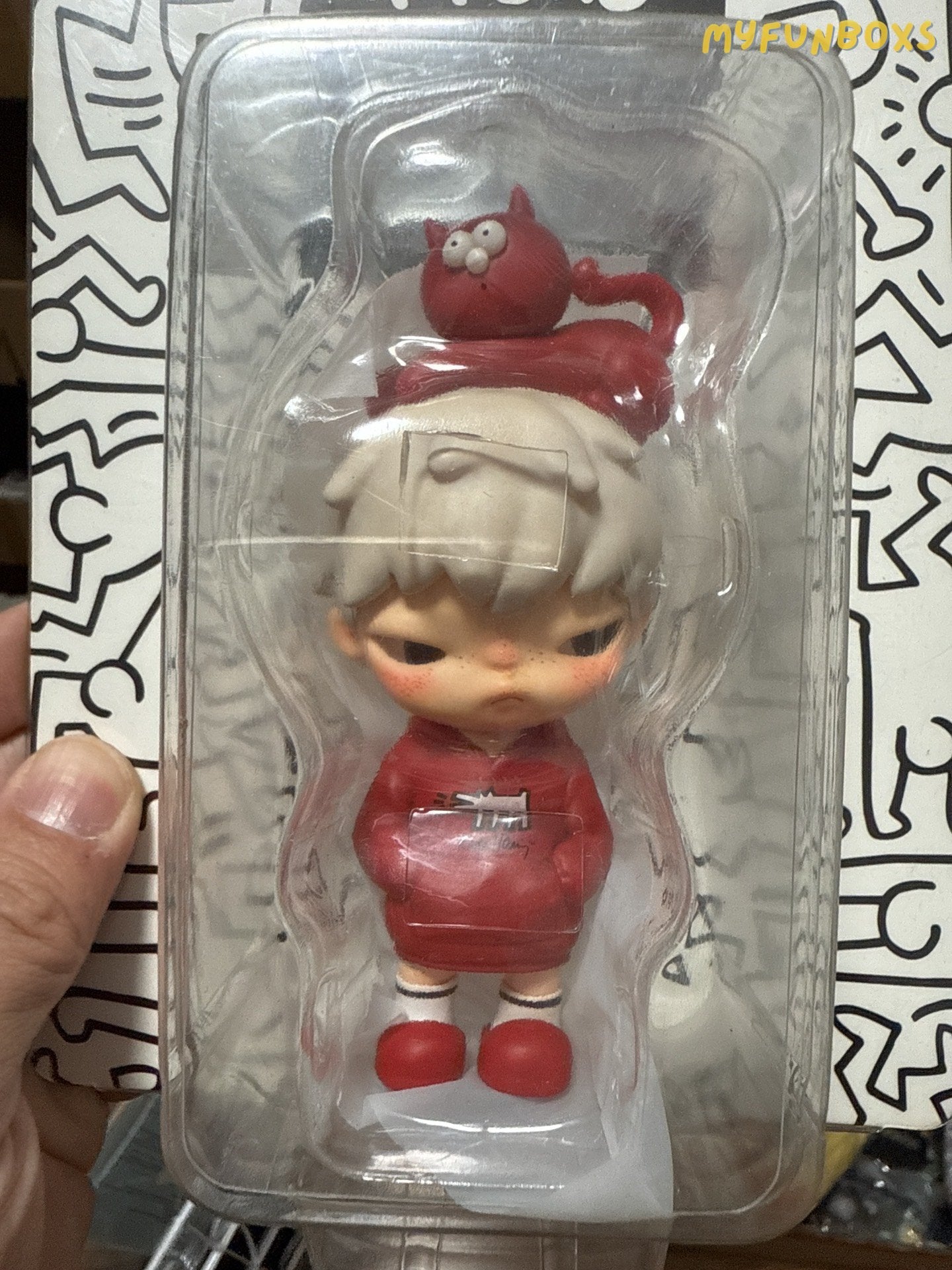 Pop Mart Hirono × Keith Haring Collectible Figure on Blister Card